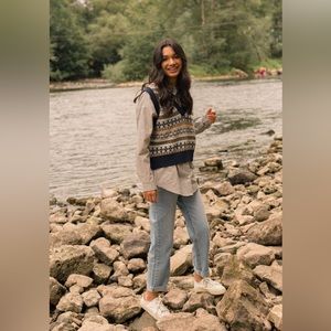 Olive Clothing Navy Fair Isle Vest